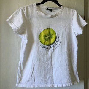 Global Culture woman's white graphic T-shirt. Size L.